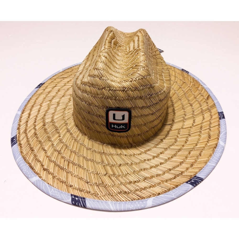 HUK Fishing Straw Hat Fish & Flag USA American One Size ~ New